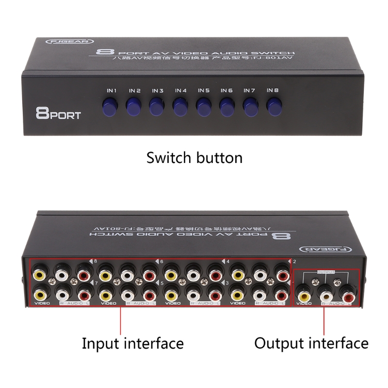 8-Way AV Switch RCA Switcher 8 - Audio Music Converter incelemesi ve fiyatı