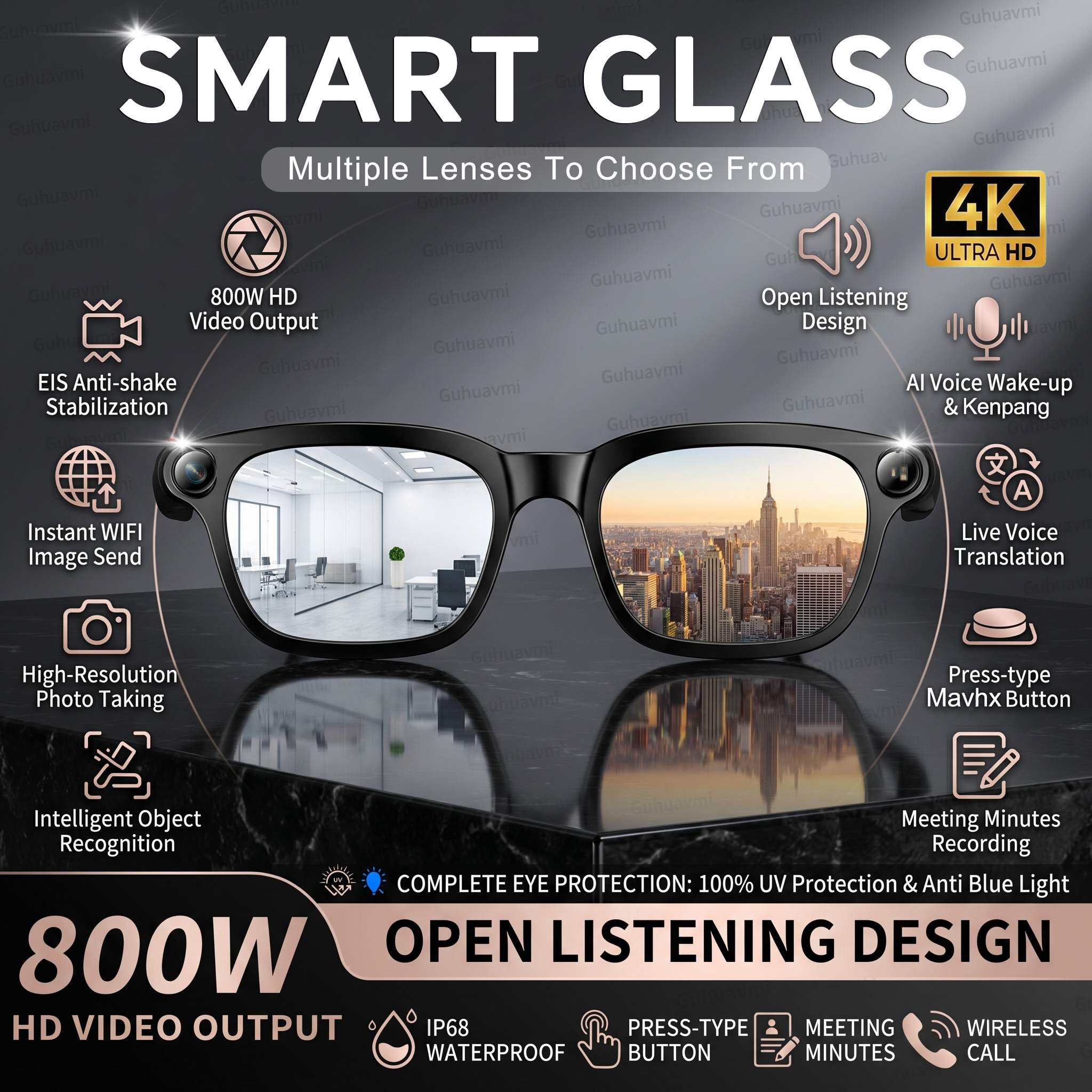 New Smart AI Glasses with 800W - Audio Music Videos incelemesi ve fiyatı