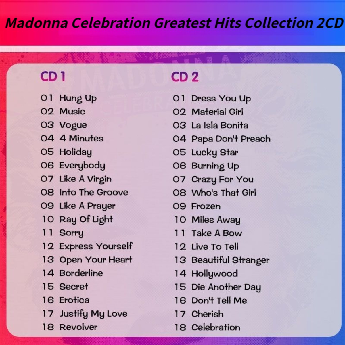 Madonna Celebration The Ultima - Audio Music Only incelemesi ve fiyatı